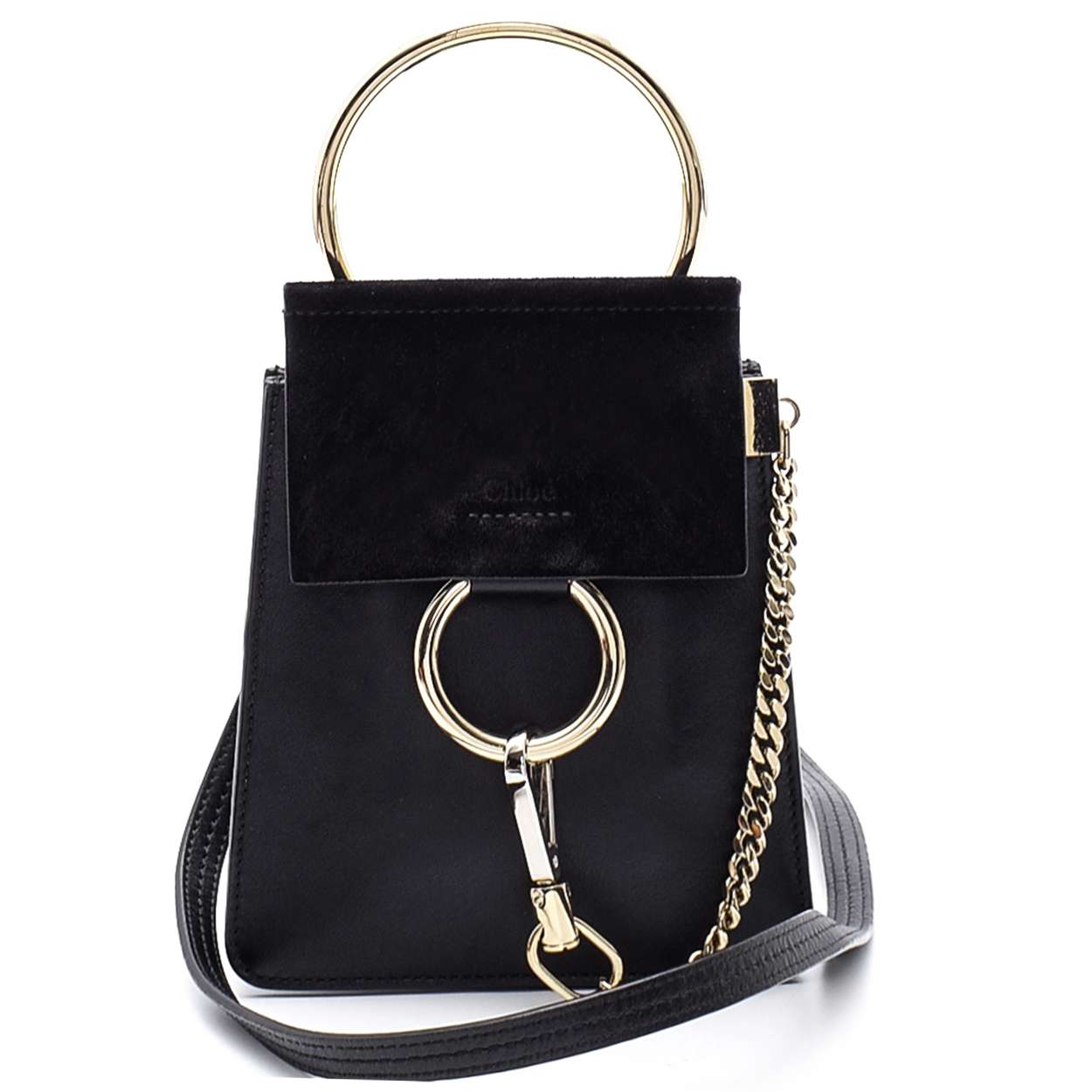 Chloe - Black Leather and Suede Faye Bracelet Messenger Bag